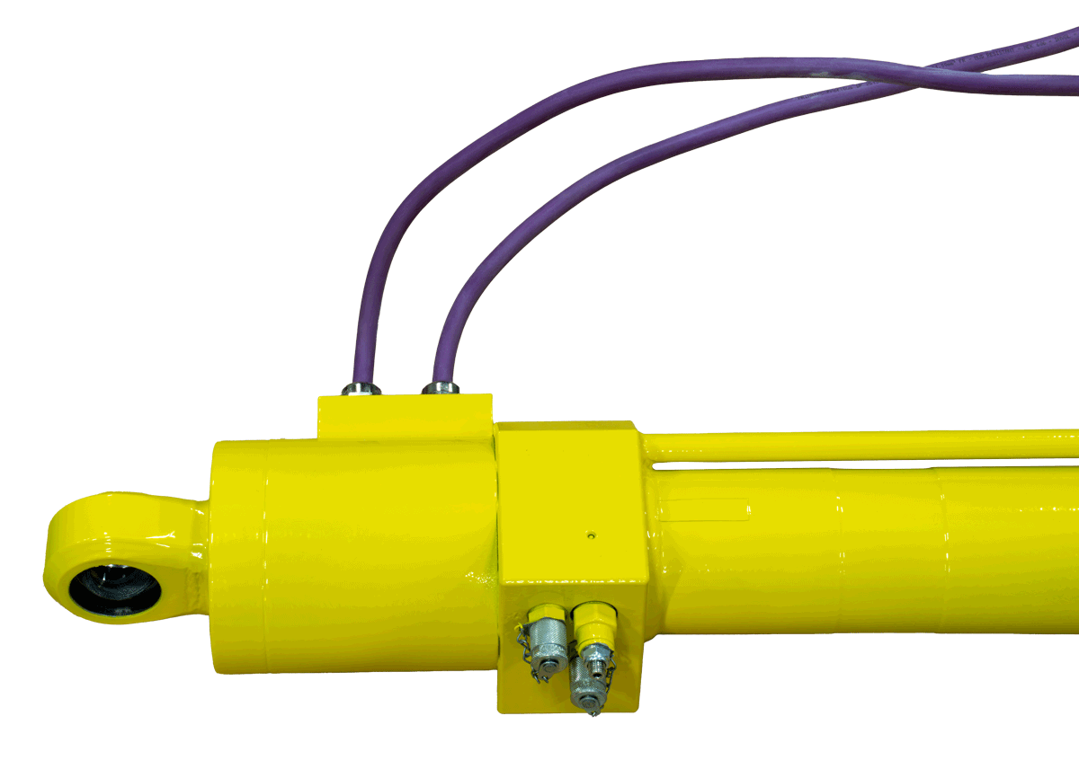 Gul FJERO-cylinder med indikator Cylinder med afstandsindikator